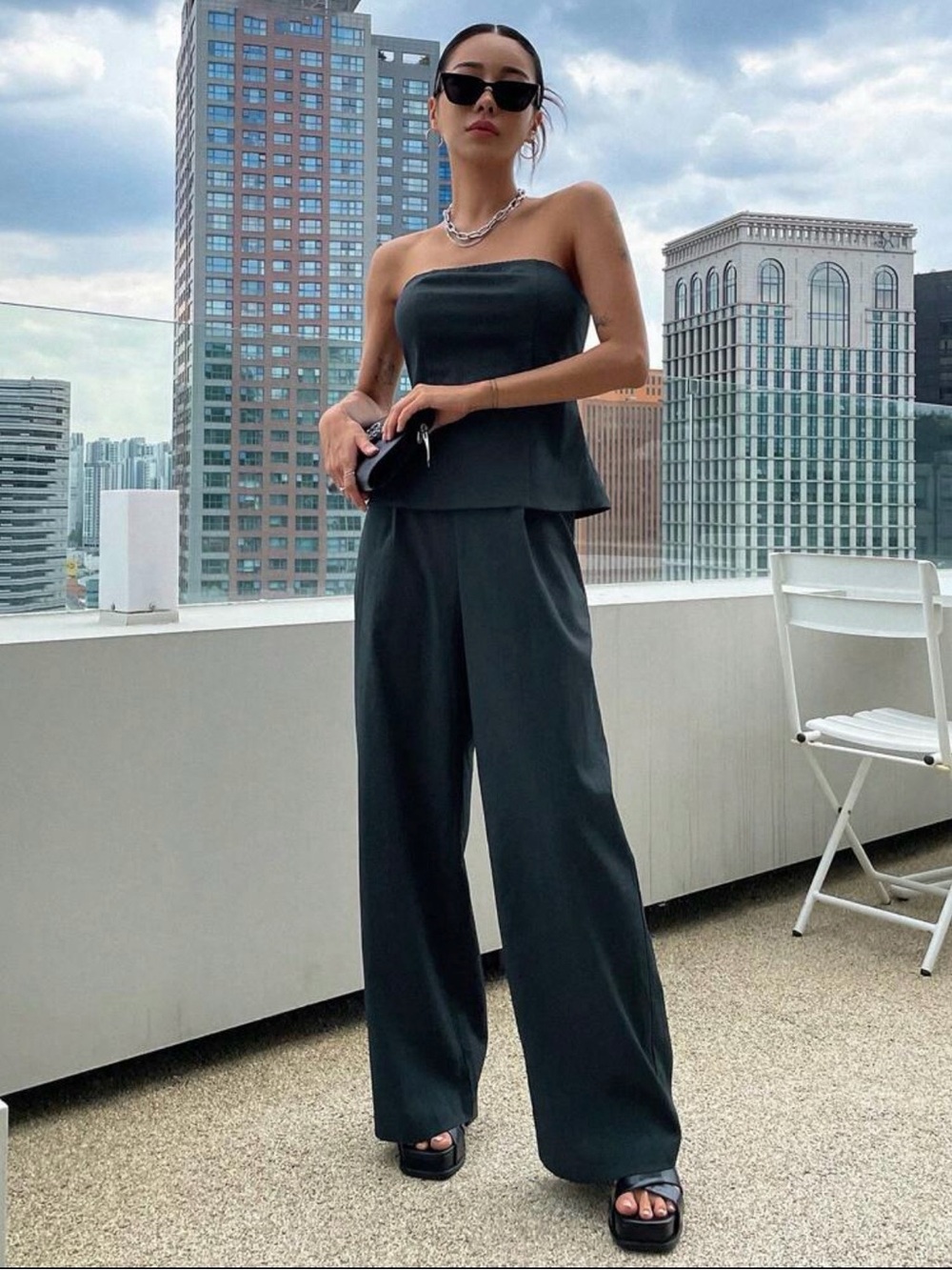✨ Women’s Strapless Top & Wide-Leg Slack 2-Piece Pant Suit ✨